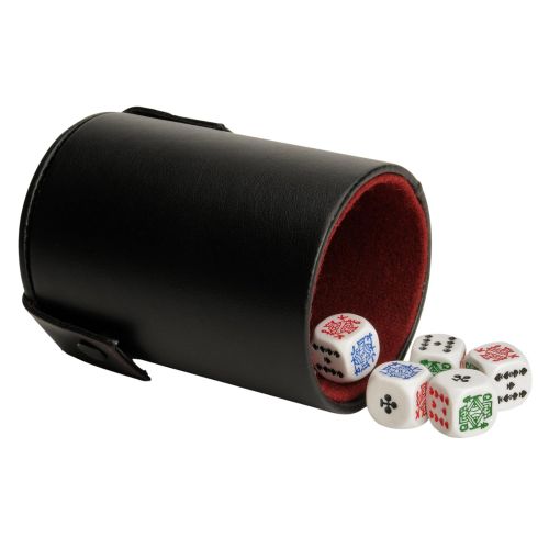  Wood Expressions WE Games Black Vinyl Dice Cup with Poker Dice and Storage