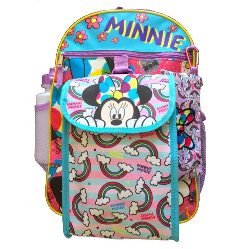  Rain-BOW-Tastic 5pc Minnie Mouse Backpack Set