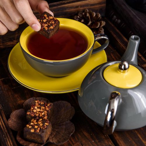  Artvigor, Porzellan Kaffeekanne mit Kaffeetasse und Untertasse, 3-teilig Tee Kaffee Set in Geschenkverpackung
