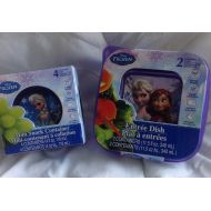 Purple Disney Frozen Food Container Set. Two 11.5 oz Square Containers With Lids and Four 4 oz Mini Round Containers