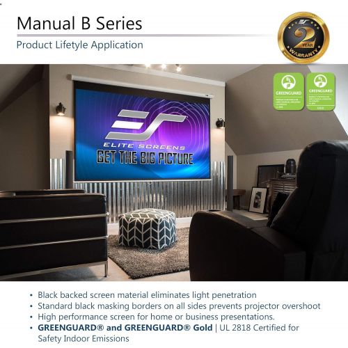  Visit the Elite Screens Store Elite Screens Manual B 100-INCH Manual Pull Down Projector Screen Diagonal 16:9 Diag 4K 8K 3D Ultra HDR HD Ready Home Theater Movie Theatre White Projection Screen with Slow Retrac