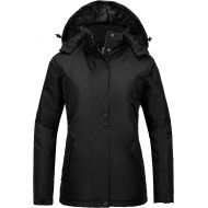 Wantdo Womens Mountain Rain Jacket Windproof Fleece Ski Coat Waterproof Hooded Warm Winter Parka