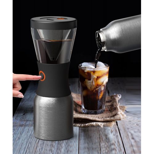  Asobu Coldbrew Portable Cold Brew Coffee Maker With a Vacuum Insulated 34oz Stainless Steel 18/8 Carafe Bpa Free (Silver)