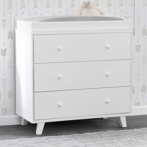  Delta Children Ava 3 Drawer Dresser with Changing Top, White