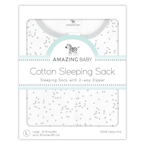  Amazing Baby Cotton Sleeping Sack with 2-Way Zipper, Confetti, Sterling, Large