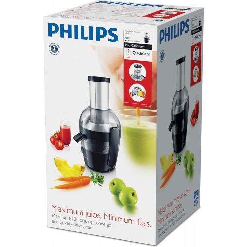 필립스 Philips HR1855/00 Entsafter (700 Watt, 2 Liter, 1 Min QuickClean, Saftbehalter) schwarz