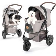 Hauck TOGfit Pet Roadster - Luxury Pet Stroller for Puppy, Senior Dog or Cat | Easy Foldable Three Wheels Travel Pet Jogger max. Loading 70 lb, Mattress Included - Gray