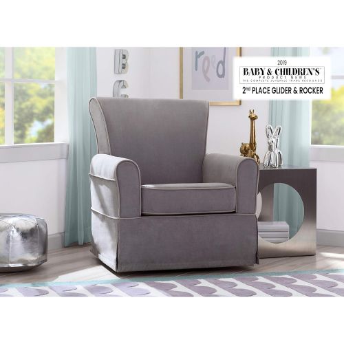 Delta Furniture Delta Children Benbridge Glider Swivel Rocker Chair, Dove Grey with Soft Grey Welt
