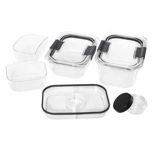  Rubbermaid Brilliance Food Storage Container, Salad and Snack Lunch Combo Kit, Clear, 9-Piece Set 1997843