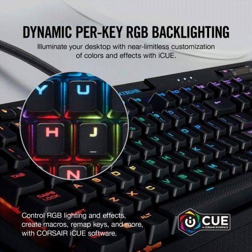 커세어 Corsair CORSAIR K70 RGB MK.2 Mechanical Gaming Keyboard - USB Passthrough & Media Controls - Linear & Quiet - Cherry MX Red - RGB LED Backlit