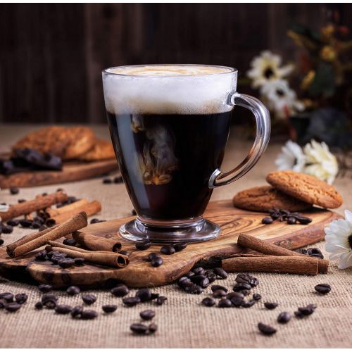  [아마존 핫딜] JoyJolt Declan Coffee Mug. Glass Coffee Mugs Set of 6. Clear Glass Coffee Cups 16 Oz with Handles for Hot Beverages - Cappuccino, Latte, Big Tea Cup. Lead Free Glass Cups, Espresso