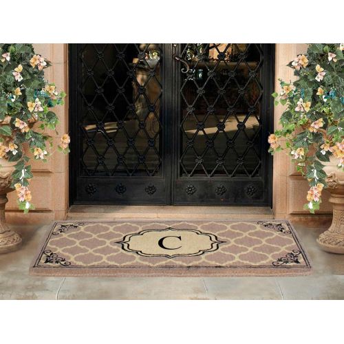  A1 Home Collections First Impression Gayle Ogee Monogrammed Entry Double Doormat,A1HOME200106-C