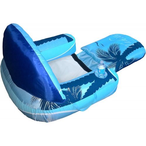  Blue Wave Drift + Escape Inflatable Pool Lounger, Blue