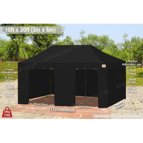  Pop up tent ABCCANOPY 10 X 15 Pop up Canopy Tent Commercial Instant Gazebos with 6 Removable Walls and Roller Bag and 4 Weight Bags (Black)