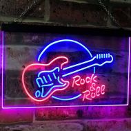 Advertising lighting ADVPRO Rock & Roll Electric Guitar Band Room Music Dual Color LED Neon Sign Red & Blue 12 x 8.5 st6s32-i2303-rb