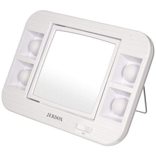  Jerdon J1015 Led Lighted Makeup Mirror With 5x Magnification, White Finish
