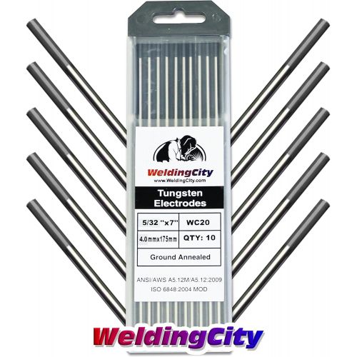  WeldingCity 10-pcs Premium TIG Welding Tungsten Electrode Rod 2.0% Ceriated (GrayAWS: EWCe20) 532 x 7 | 10-pk