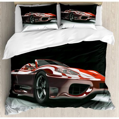  Visit the Ambesonne Store Ambesonne Cars Duvet Cover Set, Automotive Industry Theme Powerful Engine Fast Technology Prestige Performance, Decorative 3 Piece Bedding Set with 2 Pillow Shams, Queen Size, Red