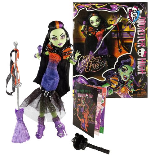 몬스터하이 Mattel Year 2014 Monster High Special Edition Series 11 Inch Doll Set - CASTA FIERCE Daughter of Circe with Broomstick Mic Holder, Microphone and Hairbrush