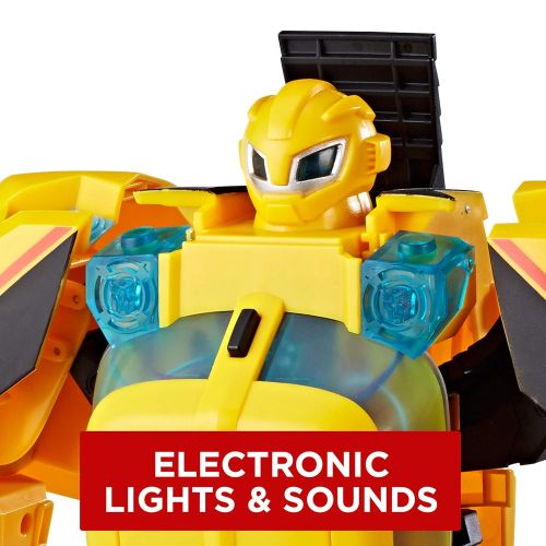  Playskool Heroes Transformers Rescue Bots Bumblebee Rescue Guard 10-Inch Converting Toy Robot Action Figure, Lights and Sounds, Toys for Kids Ages 3 and Up