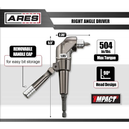  ARES 70790 | Right Angle Driver | Max Torque of 504 in/lbs | For Use with 18 Volt or 2,000 RPM Drills | Features Quick Release | Easily Swap Out 1/4-inch Drive Bits