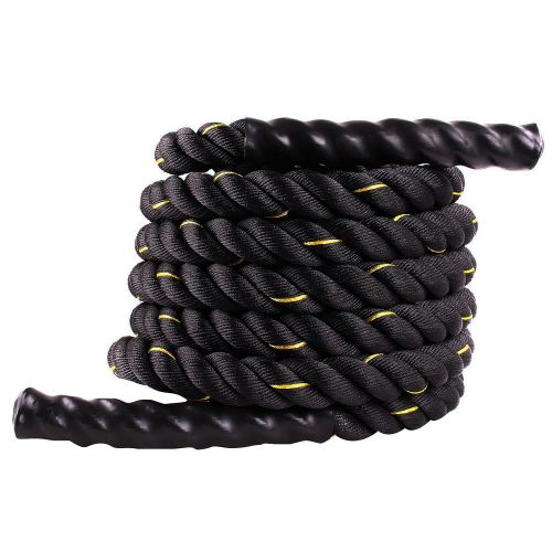 핑 Pingkay Comie 2 30ft Black Poly Dacron Battle Rope Exercise Workout Strength Training Rope Undulation Rope Fitness