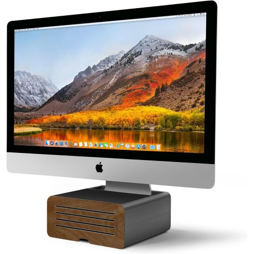 Twelve South HiRise Pro for iMac & other Displays | Height-adjustable stand with storage, plus reversible front with leather inlay