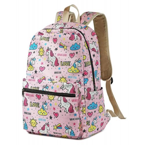  BTOOP Girls School Backpack Teens Bookbag fit 15 inch Laptop Kids Travel Daypack (Pink-T024-1)