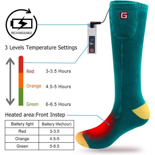  [아마존핫딜][아마존 핫딜] Autocastle Men Women Electric Heated Socks Rechargeable Battery Operated Heating Sox Kit,Embroidered Thermal Cotton Socks,Soft Winter Heat Insulated Stockings,Novelty Heated Sock for Climbing