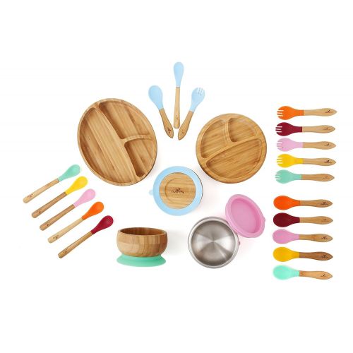 Avanchy Infant Feeding Spoons Set (5 Pack) - First Stage Bamboo Weaning Spoons with Soft Silicone Tips for...