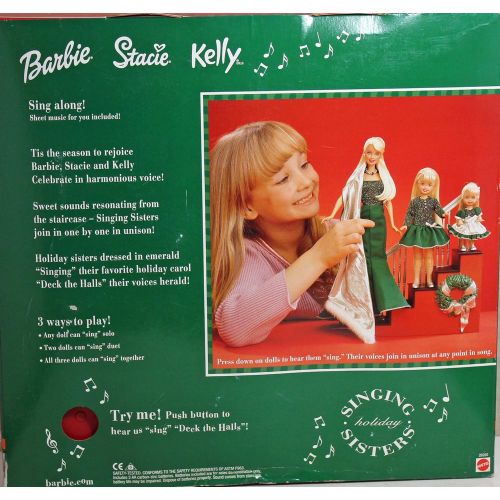 바비 Barbie Holiday Singing Sisters Stacie Kelly Dolls Sing Deck The Halls (2000)