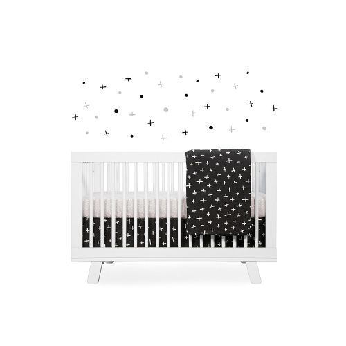  Babyletto 5-Piece Nursery Crib Bedding Set, Fitted Crib Sheet, Crib Skirt, Play Blanket, Contour Changing Pad Cover & Wall Decals, Tuxedo