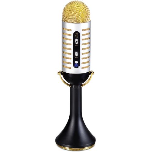  FAO Schwarz FAO SCHWARZ Karaoke Music Microphone wBuilt-In Portable Handheld Speaker for Parties, Bluetooth & Smartphone Compatible, Vintage 20s Ribbon Style, USB, AUX Cable & Headphone Jacks