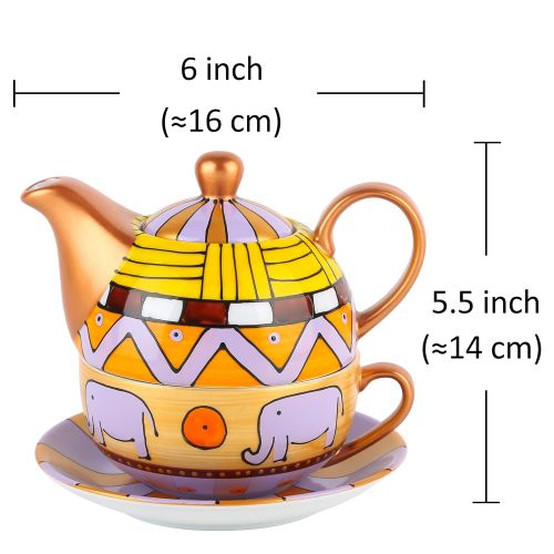  Artvigor, Tea for one Set, Porzellan Teeservice in Geschenkverpackung, Kaffee Tee Kanne mit Tasse und Untertasse