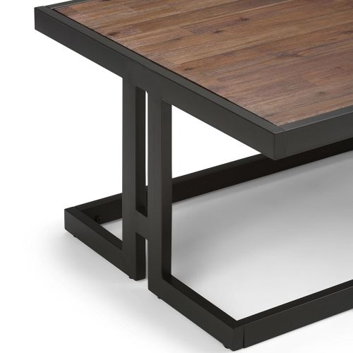  Simpli Home AXCERN-01 Erina Solid Acacia Wood and Metal 50 inch wide Modern Industrial Coffee Table in Rustic Natural Aged Brown