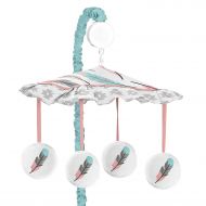 Sweet Jojo Designs Feather Collection Girls Musical Baby Crib Mobile