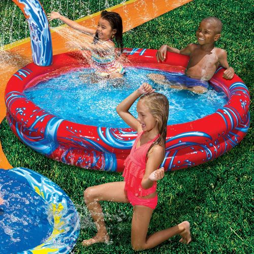  Banzai BANZAI Cyclone Splash Park Inflatable with Sprinkling Slide and Water Aqua Pool
