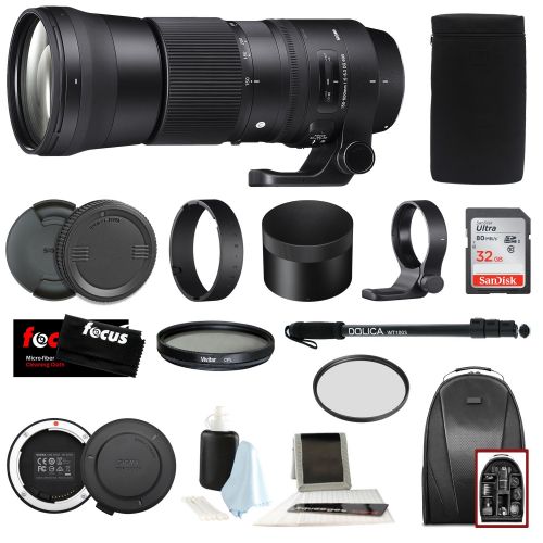  Sigma 150-600mm 5-6.3 Contemporary DG OS HSM Lens for Canon DSLR Cameras 745101 wUSB Dock + 32GB SD Card Advanced Photo & Travel Bundle