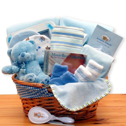  Organic Stores Baby Boy Blue Just for You! Newborn Baby Gift Basket for Boys -Blue