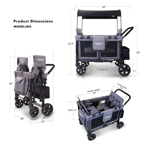  [아마존베스트]WonderFold Baby Multi-Function Four Passenger Wagon Folding Quad Stroller with Removable...