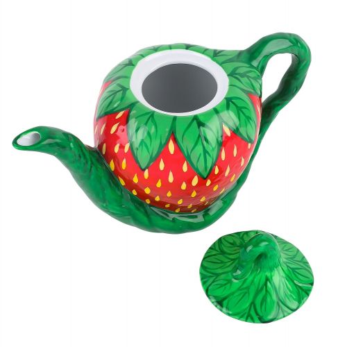  Artvigor, Porzellan Kaffeekanne 1000 ml, Handbemalt Teekanne, Erdbeere Design