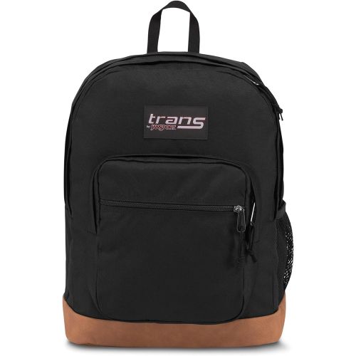  JanSport JS0A33S3 17 Supercool Backpack Black with Brown Synthetic Leather Base