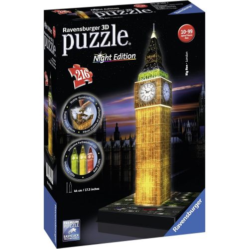  Ravensburger Big Ben - Night Edition - 216 Piece 3D Jigsaw Puzzle for Kids and Adults - Easy Click Technology Means Pieces Fit Together Perfectly