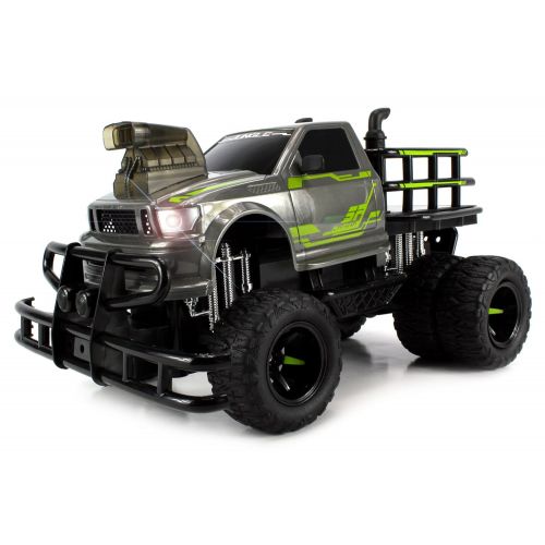  Velocity Toys Jungle Sky Thunder Dually Electric RC Monster Truck Big 1:12 Scale RTR w/ Working Headlights, Dual Rear Wheels (Colors May Vary)