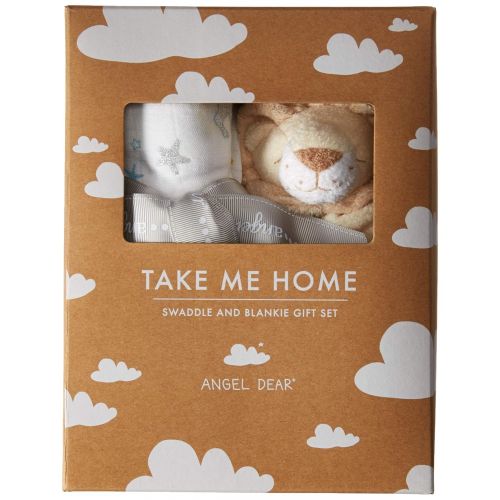  Angel Dear Swaddle and Blankie Gift Set, Celestial Blue with Lion