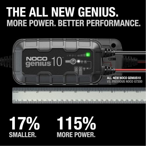  NOCO GENIUS10, 10-Amp Fully-Automatic Smart Charger, 6V And 12V Battery Charger, Battery Maintainer, And Battery Desulfator With Temperature Compensation