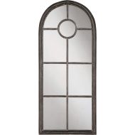 Creative Co-op Arched Mirror with Distressed Black Metal Frame