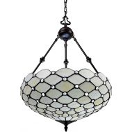 Amora Lighting AM1117HL18 Tiffany Style Ceiling Hanging Pendant Lamp 18-Inch 2 Lights, White