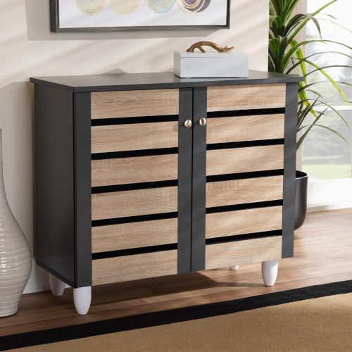  Shoe rack Baxton Studio Shoe Cabinets, One Size, Oak/Dark Gray