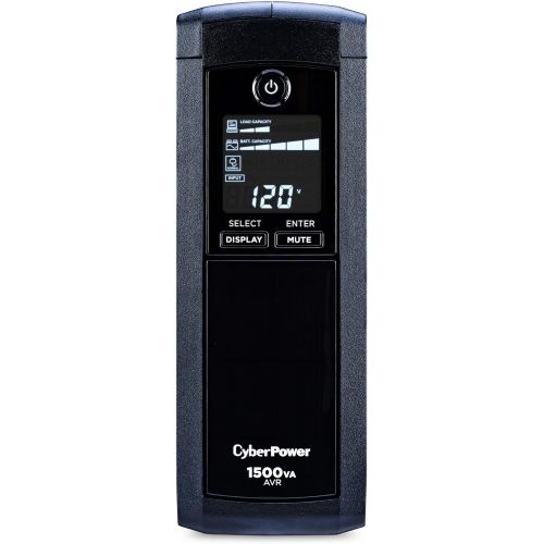  CyberPower CP1500AVRLCD Intelligent LCD UPS System, 1500VA900W, 12 Outlets, AVR, Mini-Tower